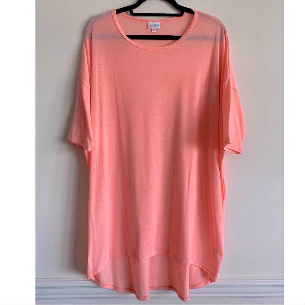 LuLaRoe Pastel Peach Pink Lightweight Brushed Irma Tunic - Size L